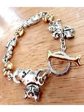 Vintage Premiere Designs Cat Dog Toggle Bracelet Paw Print Westie Animal Rescue